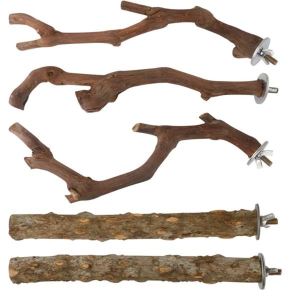 5PCS Bird Perch Stand Natural Wooden Parrot Stand Branch, 3 Grape Wood Perch - Picture 1 of 6
